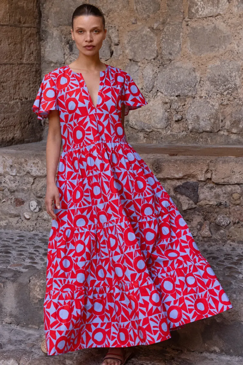Oliphant V-Neck Maxi- Eclipse Red