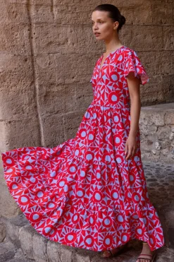 Oliphant V-Neck Maxi- Eclipse Red