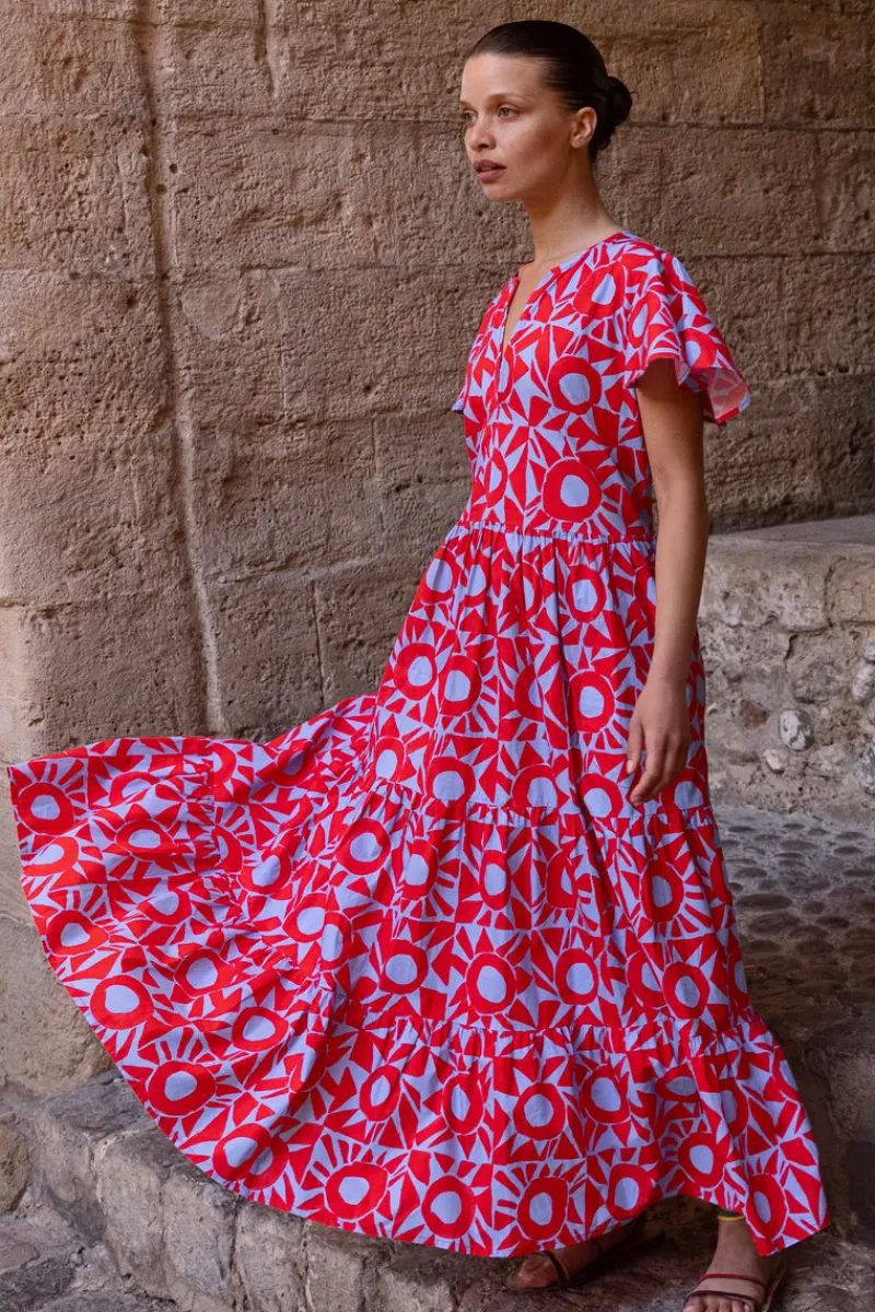 Oliphant V-Neck Maxi- Eclipse Red