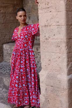 Oliphant V-Neck Maxi- Eclipse Red