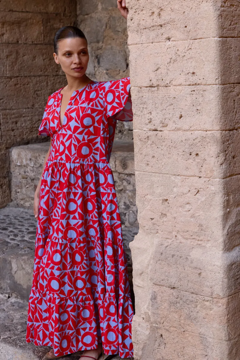 Oliphant V-Neck Maxi- Eclipse Red