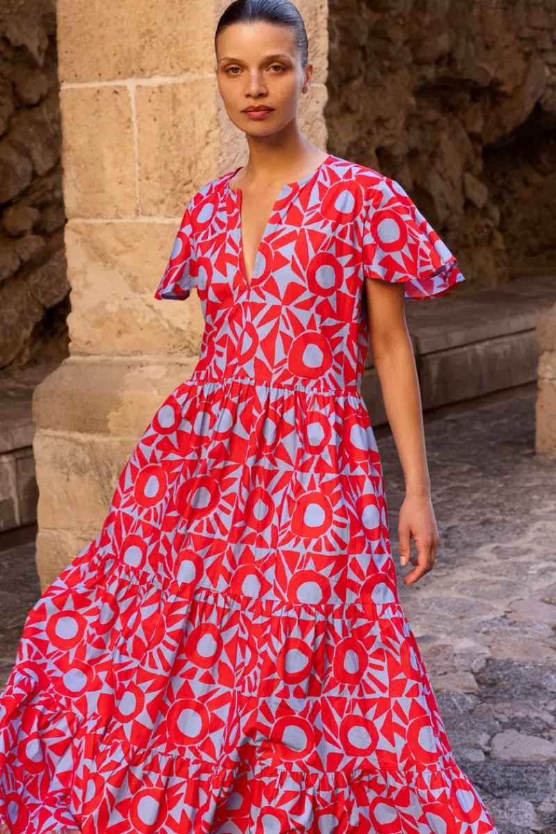 Oliphant V-Neck Maxi- Eclipse Red