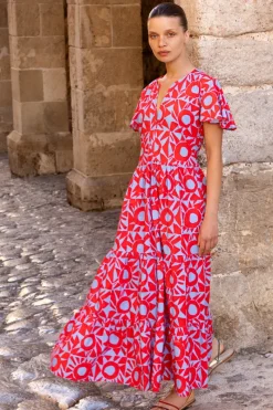 Oliphant V-Neck Maxi- Eclipse Red