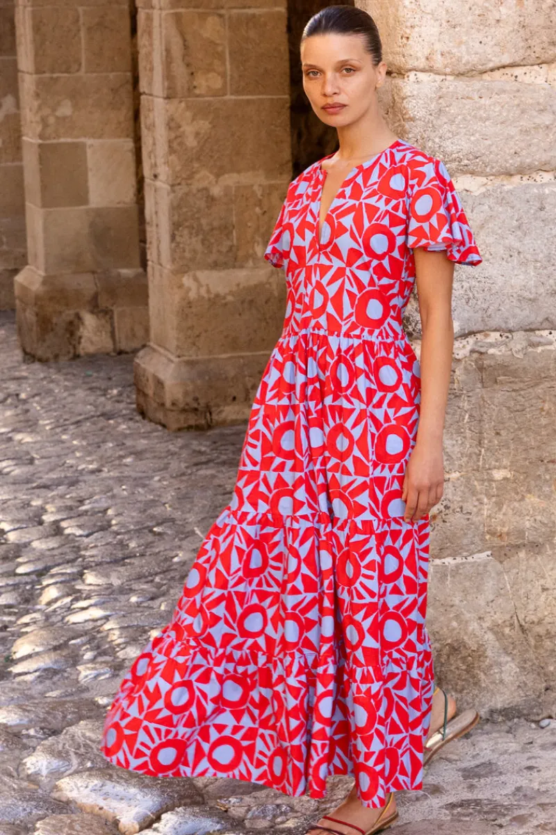 Oliphant V-Neck Maxi- Eclipse Red