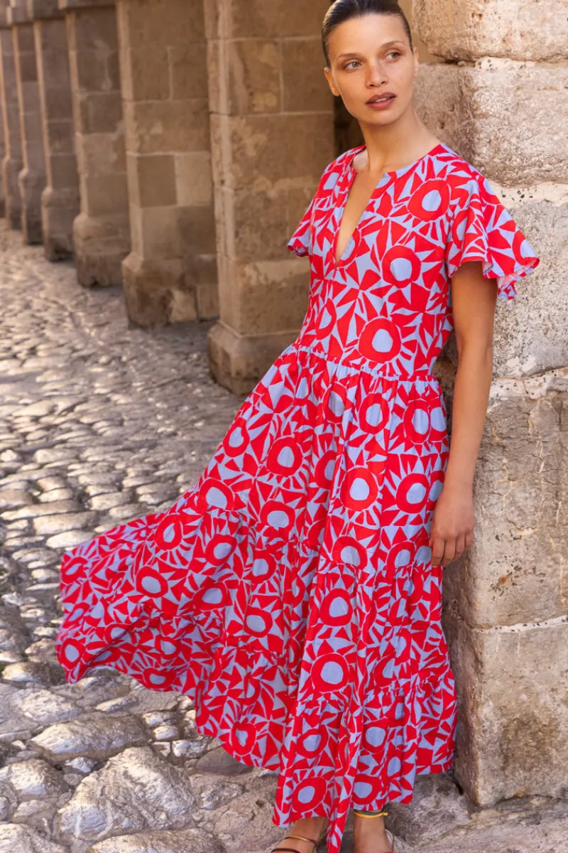 Oliphant V-Neck Maxi- Eclipse Red