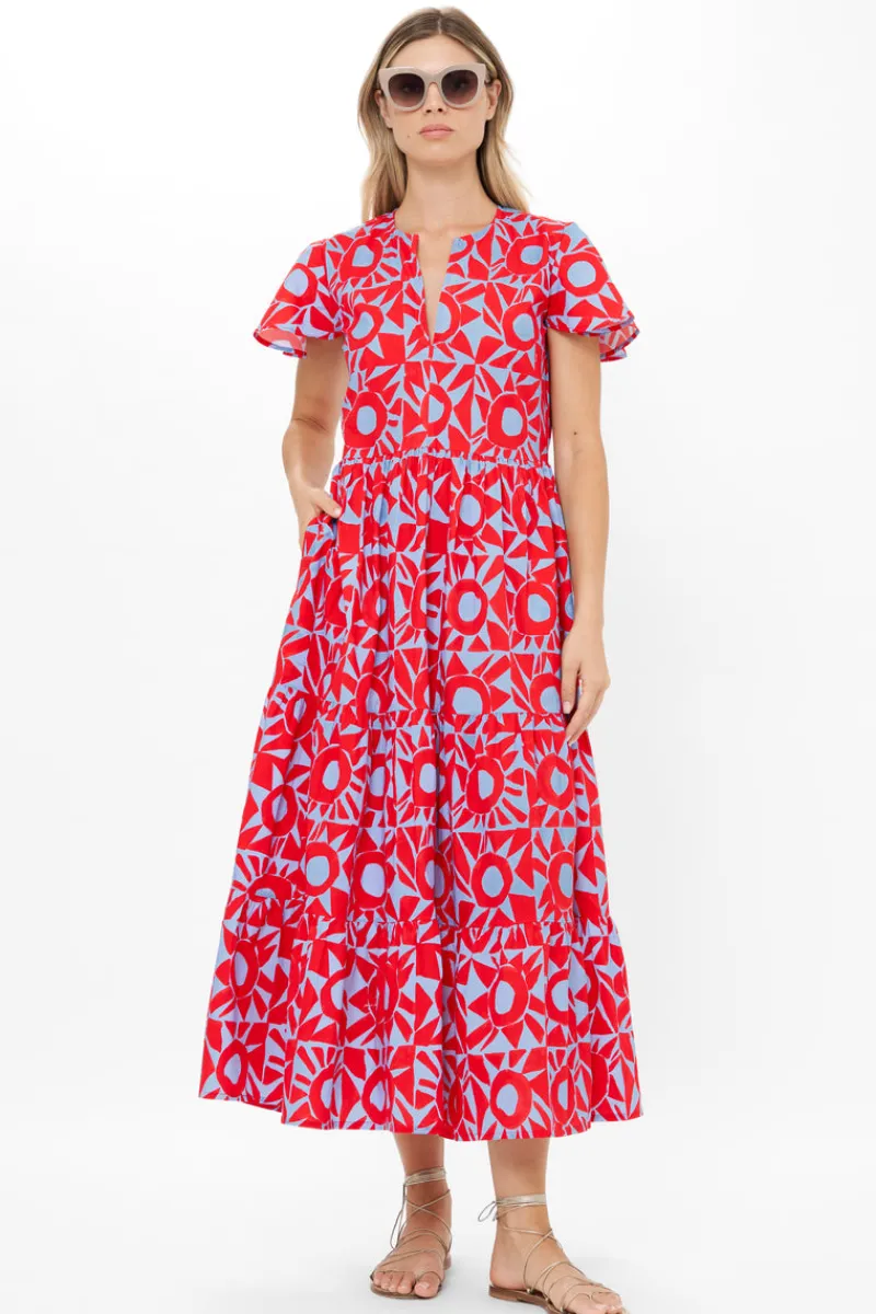 Oliphant V-Neck Maxi- Eclipse Red