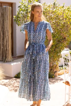 Oliphant V-Neck Maxi- Goa Blue