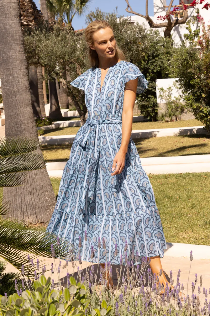 Oliphant V-Neck Maxi- Goa Blue