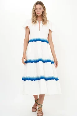 Oliphant V-Neck Maxi- Pacifica Blue