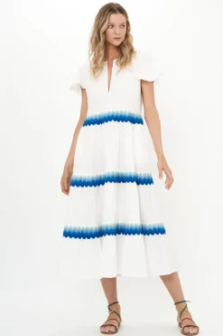 Oliphant V-Neck Maxi- Pacifica Blue
