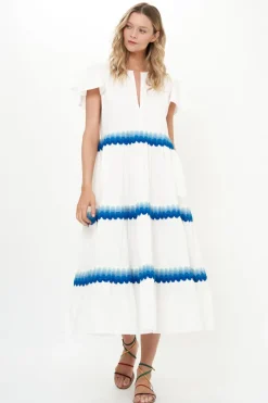 Oliphant V-Neck Maxi- Pacifica Blue