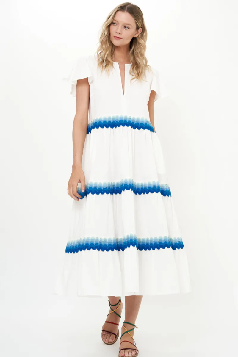 Oliphant V-Neck Maxi- Pacifica Blue