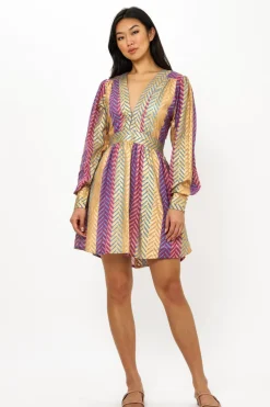 Oliphant V-Neck Mini Dress- Torino Blue