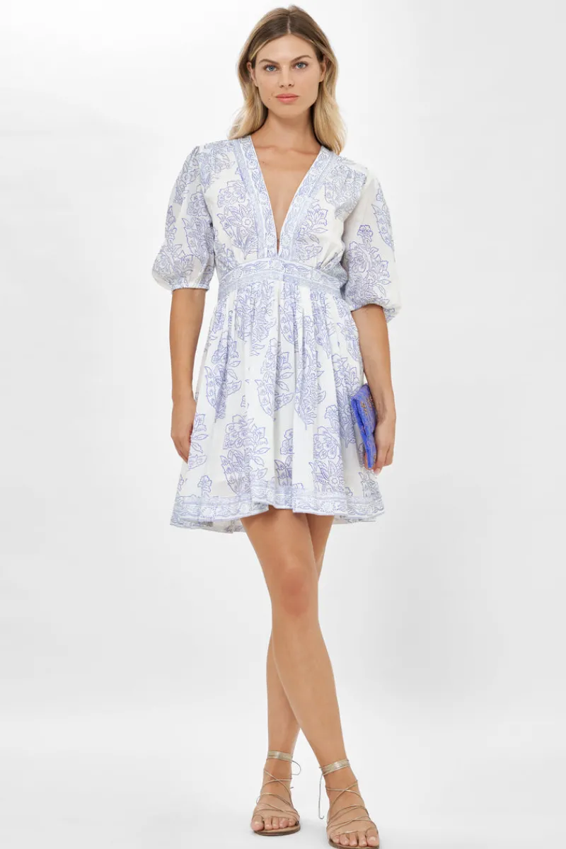 Oliphant V-Neck Puff Mini- Amadora Blue