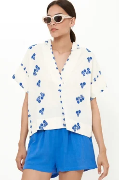 Oliphant V-Neck Top- Wicklow Blue