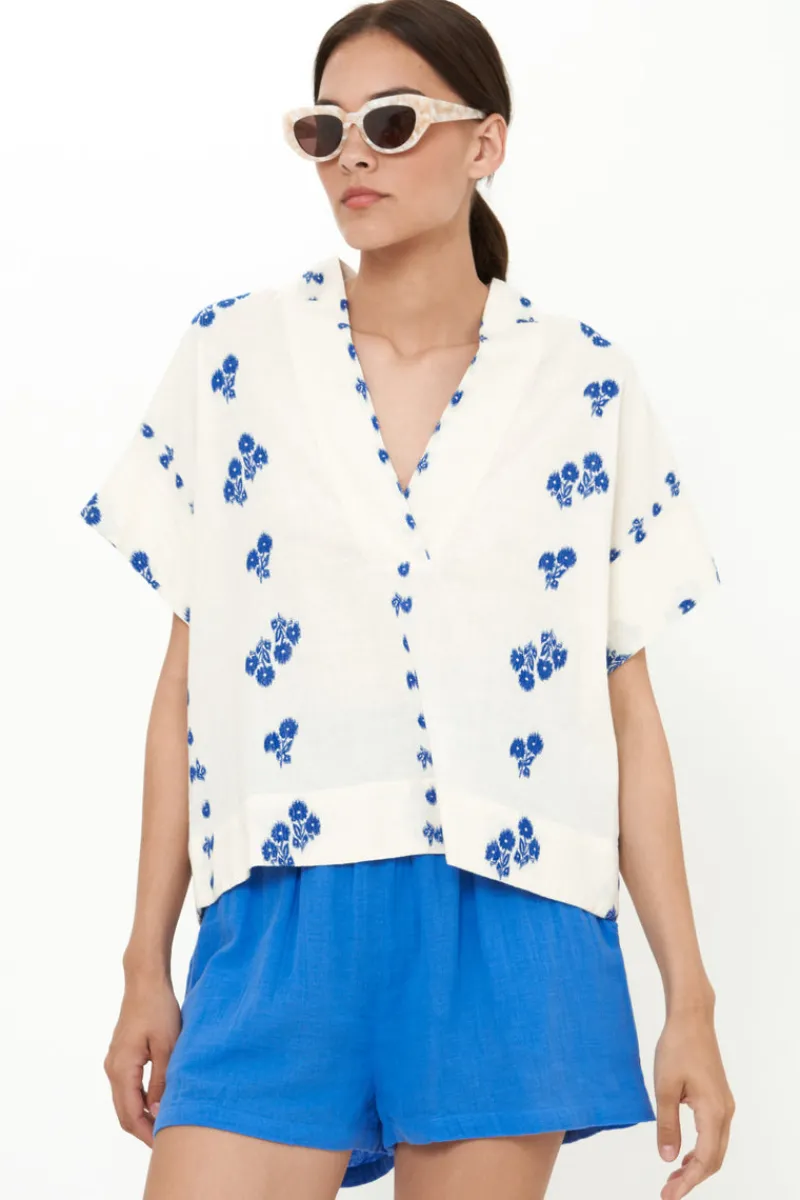 Oliphant V-Neck Top- Wicklow Blue