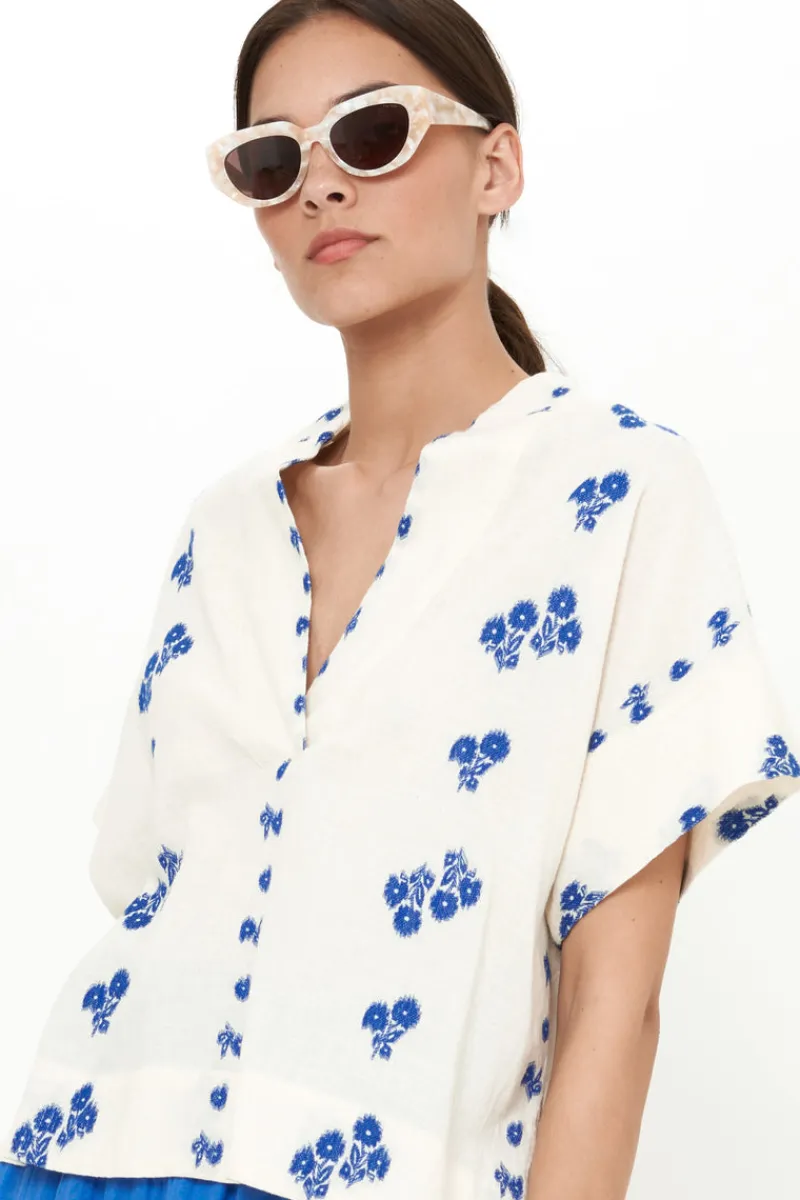 Oliphant V-Neck Top- Wicklow Blue