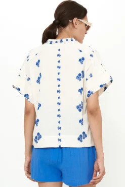 Oliphant V-Neck Top- Wicklow Blue