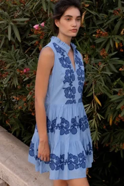 Oliphant Yoke Dress- Tangier Blue